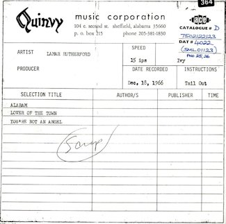 Lamar Rutherford Quinvy session sheet